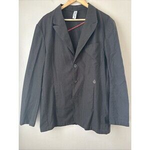 Volcom Design Men's Brown Pinstripe Blazer, Limited Edition, Slim Fit, Jacket XL